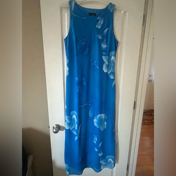 Positive Attitude Beautiful Blue Floral Sleeveless Maxi Dress Women’s size 16 - Picture 15 of 16